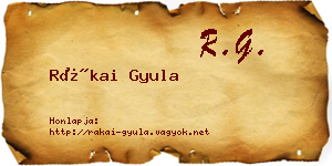 Rákai Gyula névjegykártya